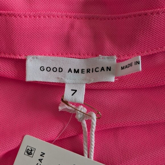 Good American Ruched Sheer Mini Shirt Dress Size 4XL Pink Long Sleeve Button NWT - Picture 5 of 16